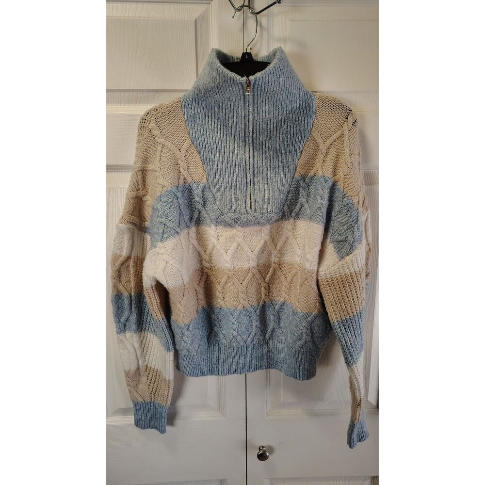 No Boundaries Mixed Knit Multi-Color Quarter-Zip Sweater XXL
